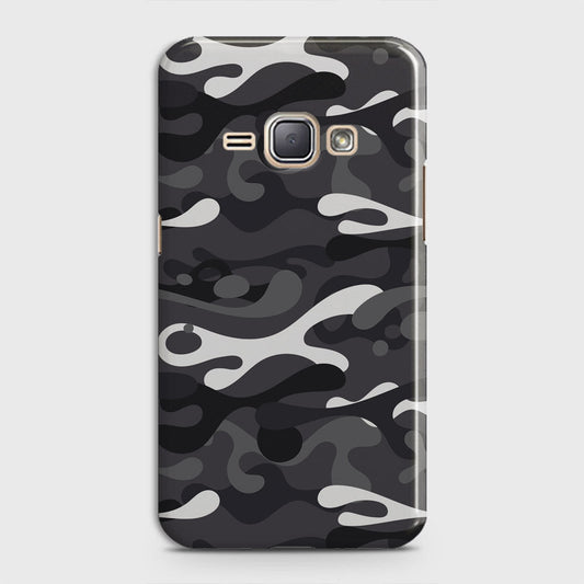 Samsung Galaxy J1 2016 / J120 Cover - Camo Series - White & Grey Design - Matte Finish - Snap On Hard Case with LifeTime Colors Guarantee