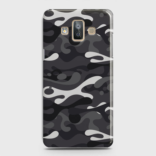 Samsung Galaxy J7 Duo Cover - Camo Series - White & Grey Design - Matte Finish - Snap On Hard Case with LifeTime Colors Guarantee