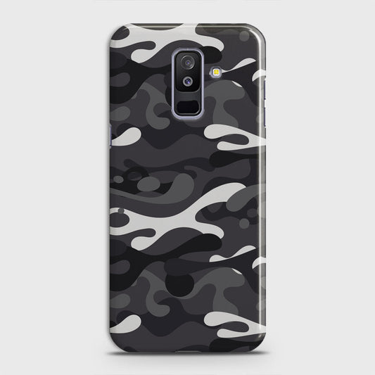 Samsung Galaxy J8 2018 Cover - Camo Series - White & Grey Design - Matte Finish - Snap On Hard Case with LifeTime Colors Guarantee