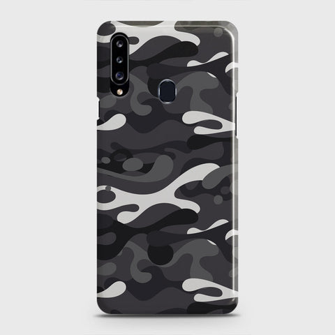 Samsung Galaxy A20s Cover - Camo Series - White & Grey Design - Matte Finish - Snap On Hard Case with LifeTime Colors Guarantee