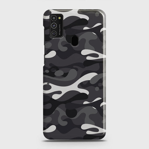 Samsung Galaxy M21 Cover - Camo Series - White & Grey Design - Matte Finish - Snap On Hard Case with LifeTime Colors Guarantee