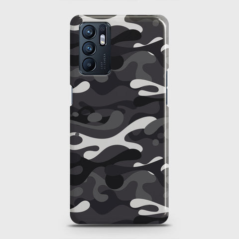 Oppo Reno 6 Cover - Camo Series - White & Grey Design - Matte Finish - Snap On Hard Case with LifeTime Colors Guarantee