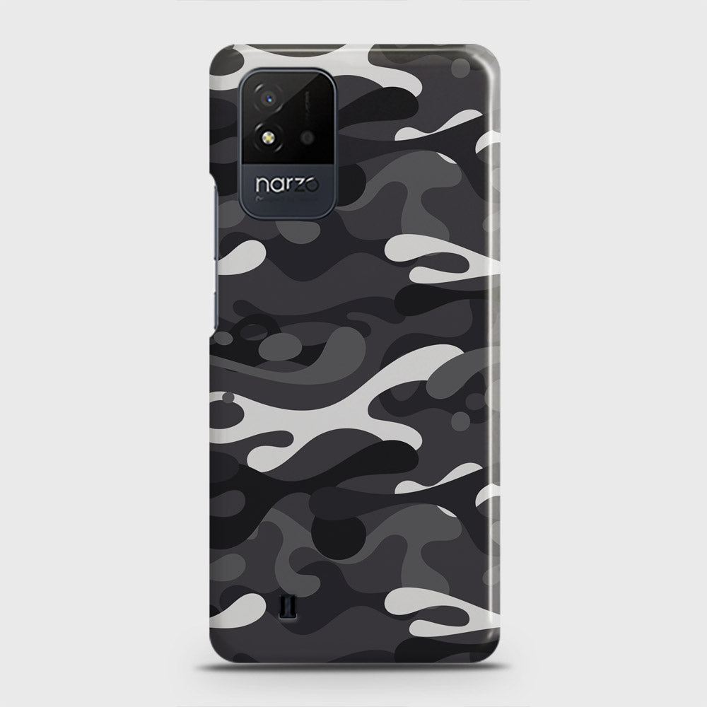 Realme Narzo 50i Cover - Camo Series - White & Grey Design - Matte Finish - Snap On Hard Case with LifeTime Colors Guarantee