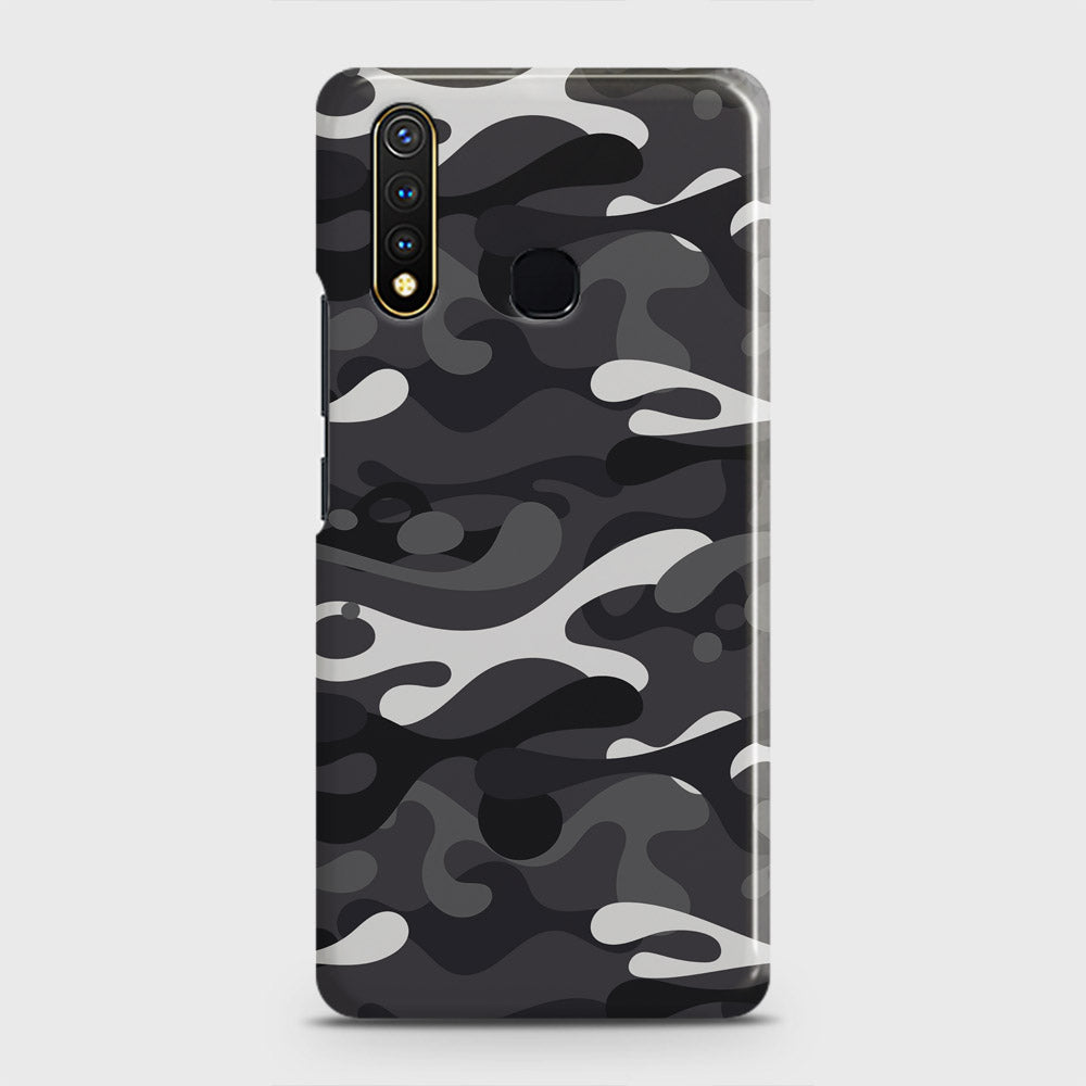 Vivo Y19 Cover - Camo Series - White & Grey Design - Matte Finish - Snap On Hard Case with LifeTime Colors Guarantee