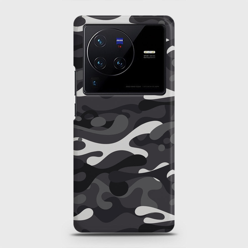 Vivo X80 Cover - Camo Series - White & Grey Design - Matte Finish - Snap On Hard Case with LifeTime Colors Guarantee