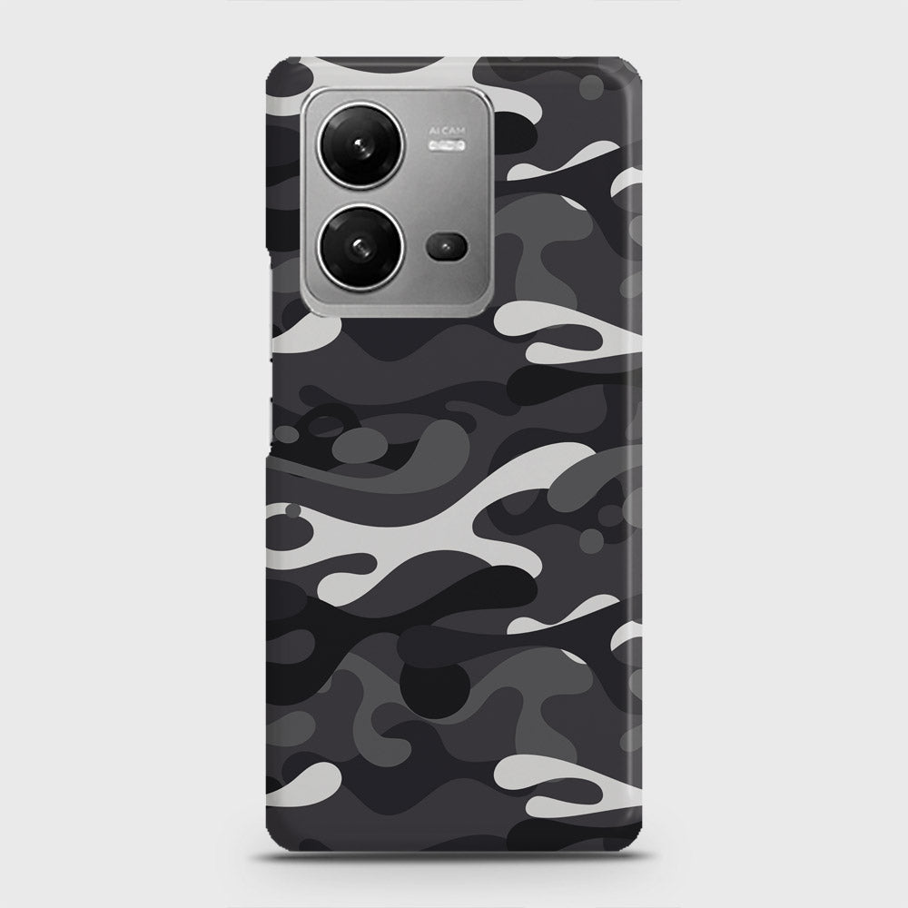 Vivo V25 Cover - Camo Series - White & Grey Design - Matte Finish - Snap On Hard Case with LifeTime Colors Guarantee