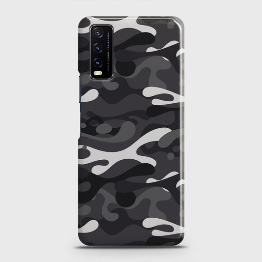 Vivo Y20A  Cover - Camo Series - White & Grey Design - Matte Finish - Snap On Hard Case with LifeTime Colors Guarantee