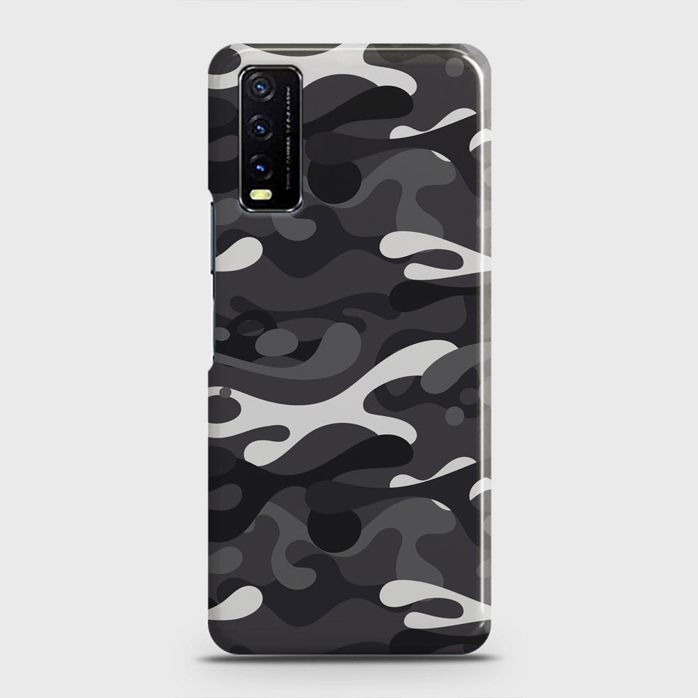 Vivo Y12a  Cover - Camo Series - White & Grey Design - Matte Finish - Snap On Hard Case with LifeTime Colors Guarantee