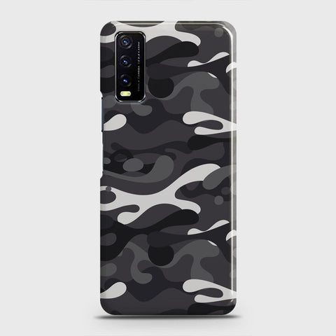 Vivo Y12a  Cover - Camo Series - White & Grey Design - Matte Finish - Snap On Hard Case with LifeTime Colors Guarantee