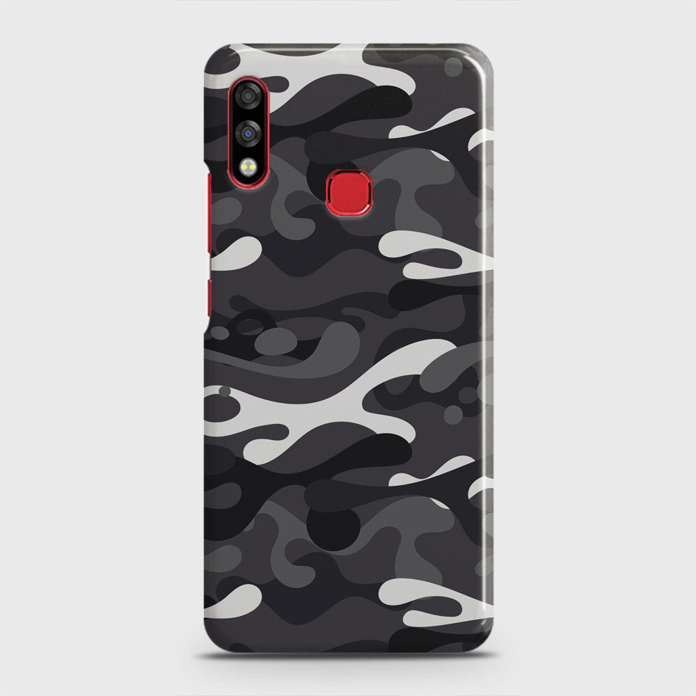 Infinix Hot 7 Pro Cover - Camo Series - White & Grey Design - Matte Finish - Snap On Hard Case with LifeTime Colors Guarantee