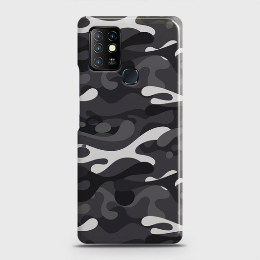 Infinix Hot 10 Cover - Camo Series - White & Grey Design - Matte Finish - Snap On Hard Case with LifeTime Colors Guarantee