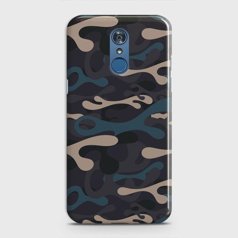 LG Q7 Cover - Camo Series - Blue & Grey Design - Matte Finish - Snap On Hard Case with LifeTime Colors Guarantee