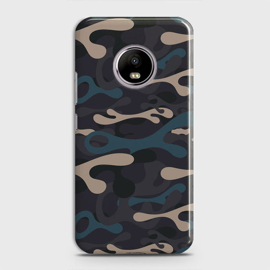 Motorola E4 Cover - Camo Series - Blue & Grey Design - Matte Finish - Snap On Hard Case with LifeTime Colors Guarantee