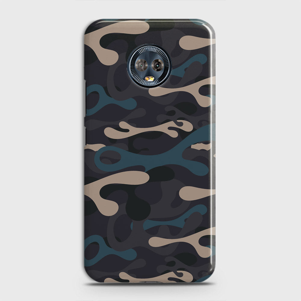 Motorola Moto G6 Plus Cover - Camo Series - Blue & Grey Design - Matte Finish - Snap On Hard Case with LifeTime Colors Guarantee