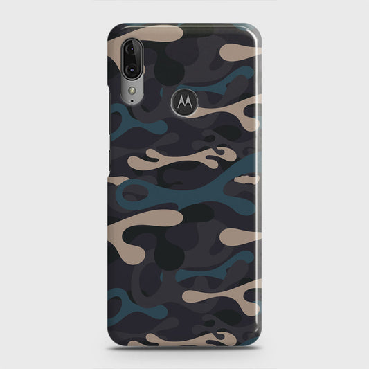 Motorola Moto E6 Plus Cover - Camo Series - Blue & Grey Design - Matte Finish - Snap On Hard Case with LifeTime Colors Guarantee