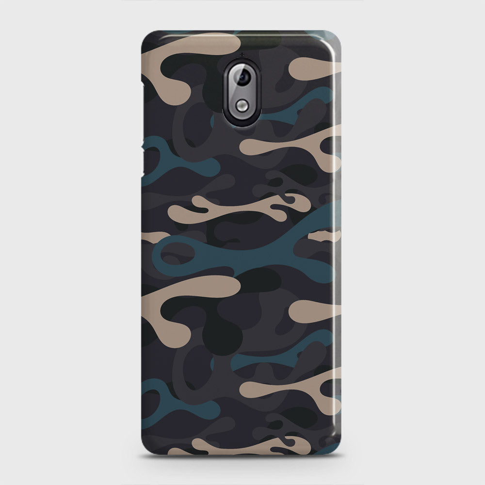 Nokia 3.1 Cover - Camo Series - Blue & Grey Design - Matte Finish - Snap On Hard Case with LifeTime Colors Guarantee