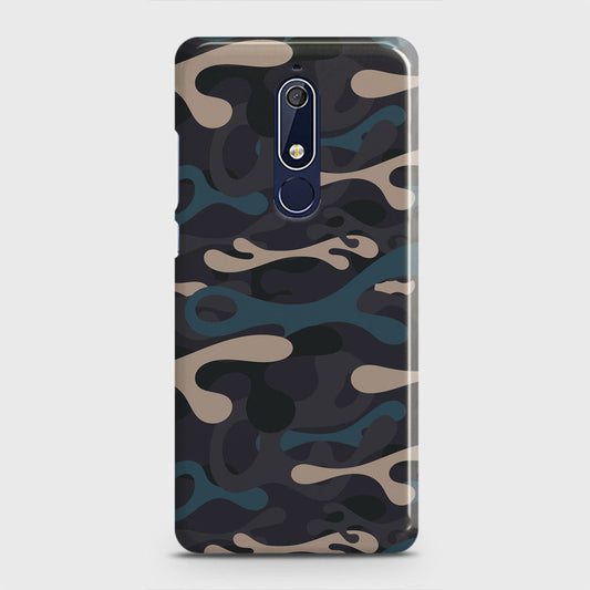 Nokia 5.1 Cover - Camo Series - Blue & Grey Design - Matte Finish - Snap On Hard Case with LifeTime Colors Guarantee