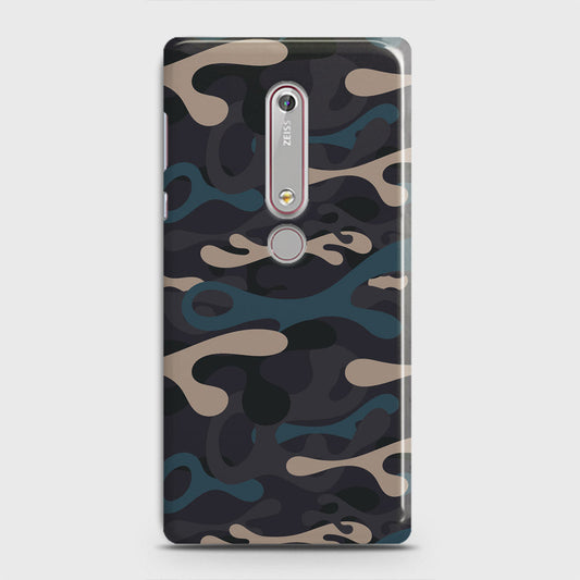 Nokia 6.1 Cover - Camo Series - Blue & Grey Design - Matte Finish - Snap On Hard Case with LifeTime Colors Guarantee