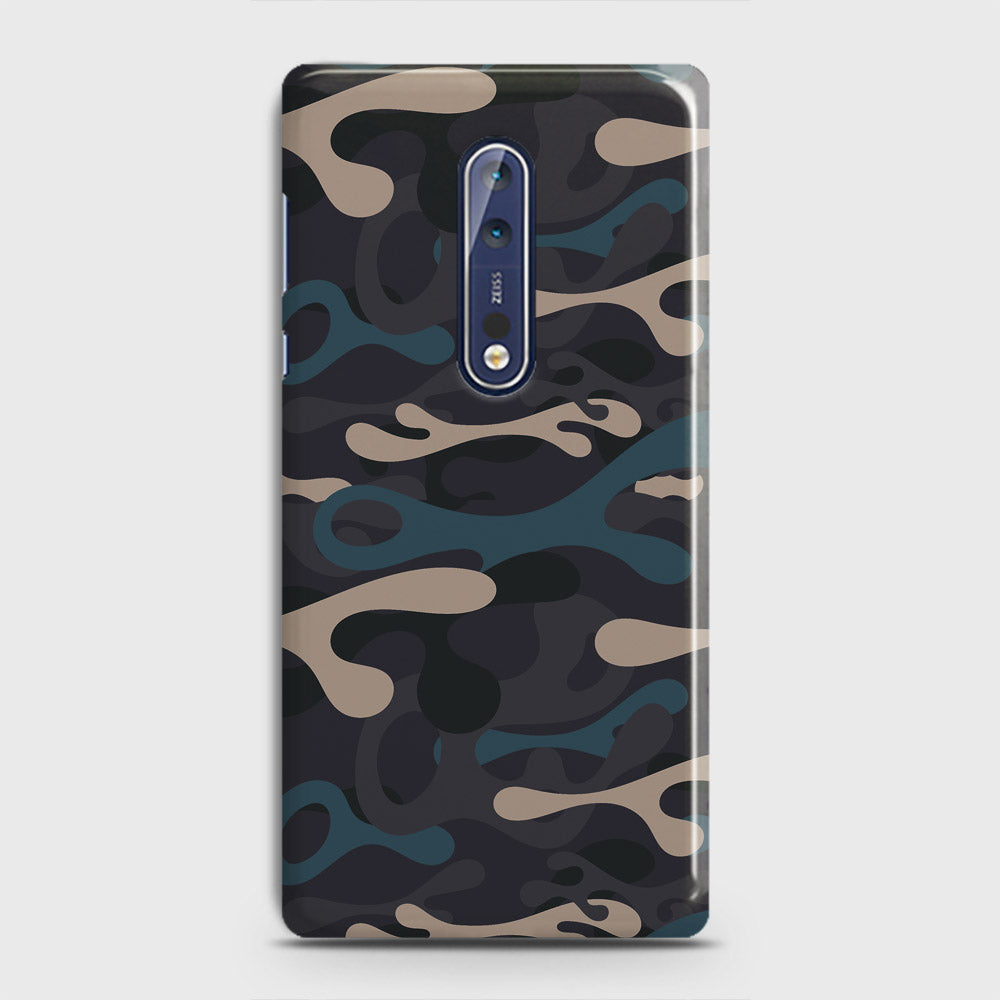 Nokia 8 Cover - Camo Series - Blue & Grey Design - Matte Finish - Snap On Hard Case with LifeTime Colors Guarantee