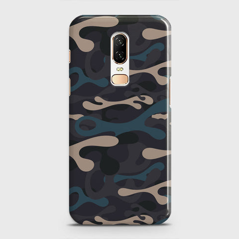 OnePlus 6  Cover - Camo Series - Blue & Grey Design - Matte Finish - Snap On Hard Case with LifeTime Colors Guarantee