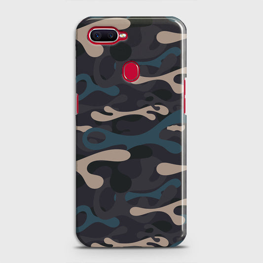 Oppo A7 Cover - Camo Series - Blue & Grey Design - Matte Finish - Snap On Hard Case with LifeTime Colors Guarantee
