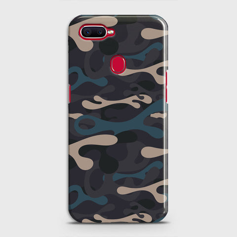 Oppo A7 Cover - Camo Series - Blue & Grey Design - Matte Finish - Snap On Hard Case with LifeTime Colors Guarantee