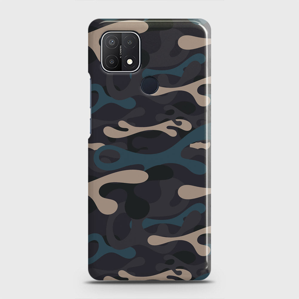 Oppo A15s Cover - Camo Series - Blue & Grey Design - Matte Finish - Snap On Hard Case with LifeTime Colors Guarantee