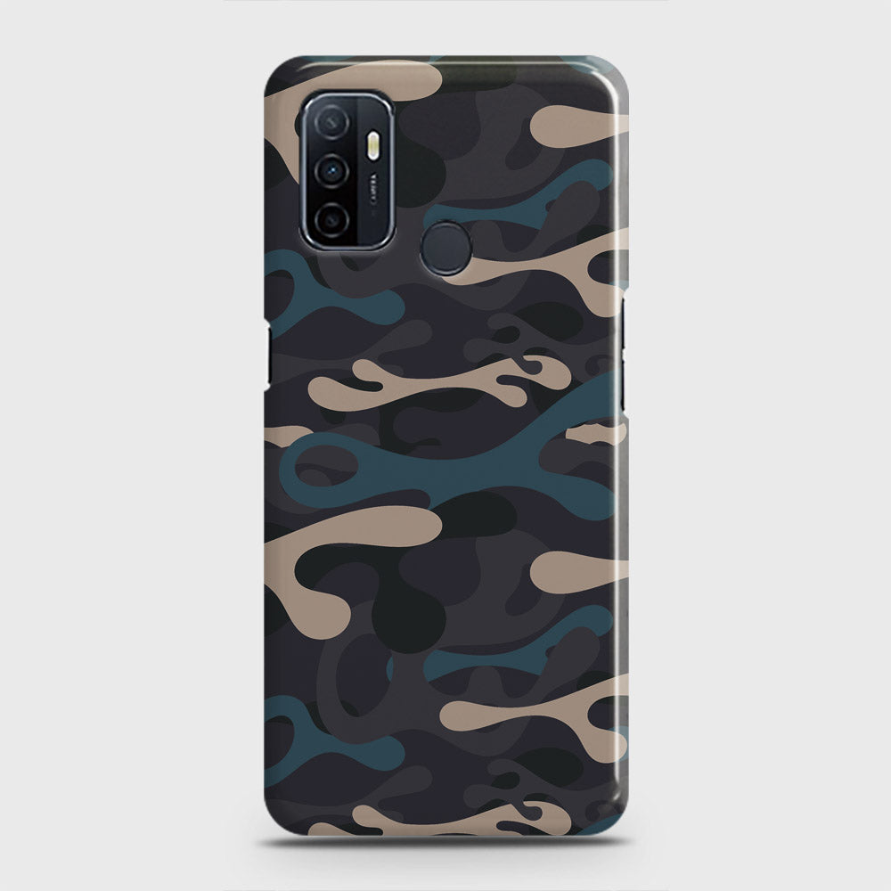 Oppo A53 Cover - Camo Series - Blue & Grey Design - Matte Finish - Snap On Hard Case with LifeTime Colors Guarantee