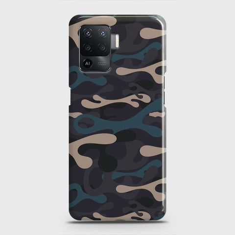 Oppo F19 Pro Cover - Camo Series - Blue & Grey Design - Matte Finish - Snap On Hard Case with LifeTime Colors Guarantee