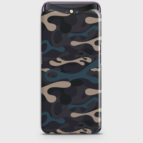 Oppo Find X Cover - Camo Series - Blue & Grey Design - Matte Finish - Snap On Hard Case with LifeTime Colors Guarantee