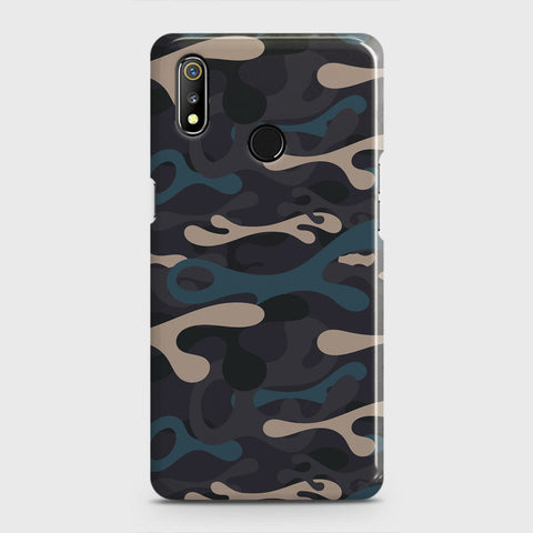 Realme 3 Pro Cover - Camo Series - Blue & Grey Design - Matte Finish - Snap On Hard Case with LifeTime Colors Guarantee