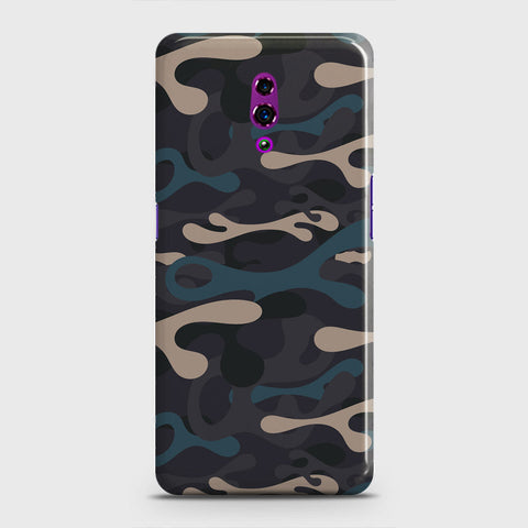 Oppo Reno Cover - Camo Series - Blue & Grey Design - Matte Finish - Snap On Hard Case with LifeTime Colors Guarantee
