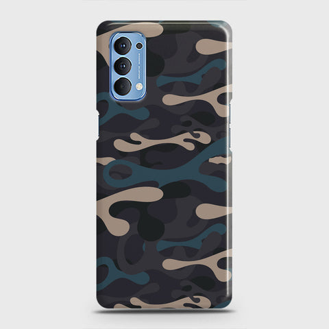 Oppo Reno 4 4G Cover - Camo Series - Blue & Grey Design - Matte Finish - Snap On Hard Case with LifeTime Colors Guarantee