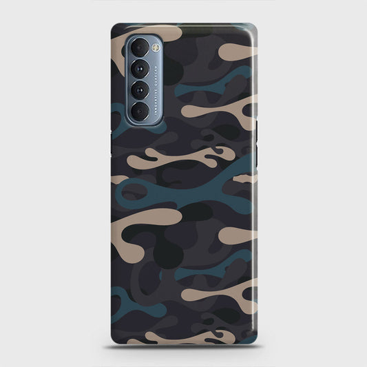 Oppo Reno 4 Pro 4G Cover - Camo Series - Blue & Grey Design - Matte Finish - Snap On Hard Case with LifeTime Colors Guarantee