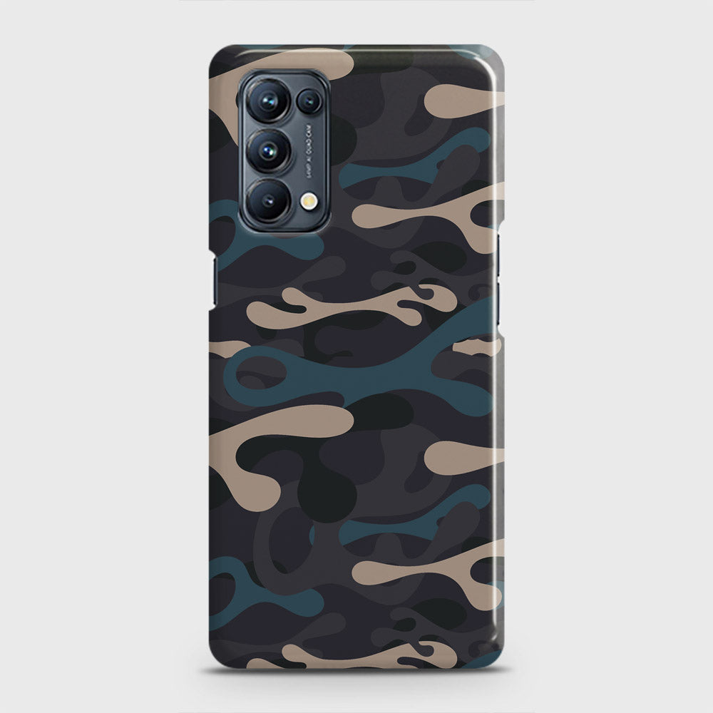 Oppo Reno 5 4G Cover - Camo Series - Blue & Grey Design - Matte Finish - Snap On Hard Case with LifeTime Colors Guarantee