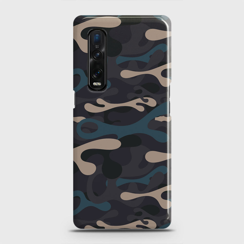 Oppo Find X2 Pro Cover - Camo Series - Blue & Grey Design - Matte Finish - Snap On Hard Case with LifeTime Colors Guarantee