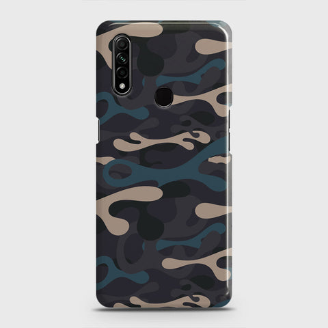 Oppo A8 Cover - Camo Series - Blue & Grey Design - Matte Finish - Snap On Hard Case with LifeTime Colors Guarantee