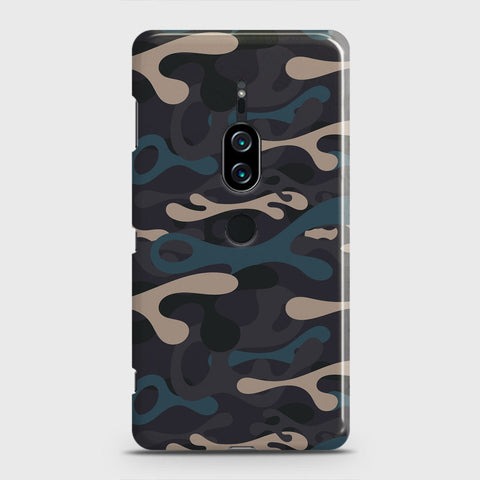 Sony Xperia XZ2 Premium Cover - Camo Series - Blue & Grey Design - Matte Finish - Snap On Hard Case with LifeTime Colors Guarantee