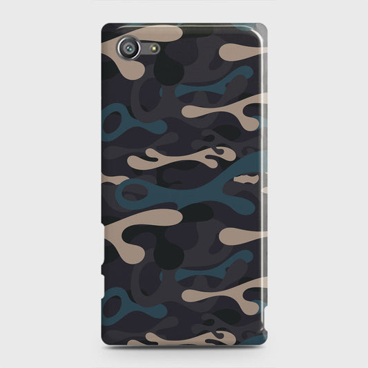 Sony Xperia Z5 Compact / Z5 Mini Cover - Camo Series - Blue & Grey Design - Matte Finish - Snap On Hard Case with LifeTime Colors Guarantee
