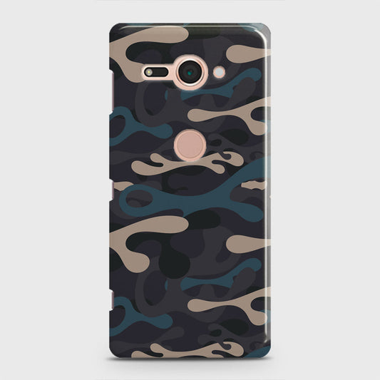Sony Xperia XZ2 Compact Cover - Camo Series - Blue & Grey Design - Matte Finish - Snap On Hard Case with LifeTime Colors Guarantee