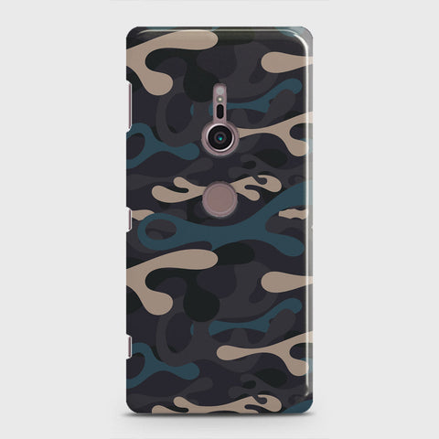 Sony Xperia XZ3 Cover - Camo Series - Blue & Grey Design - Matte Finish - Snap On Hard Case with LifeTime Colors Guarantee