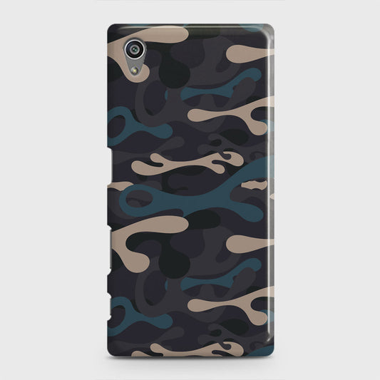 Sony Xperia Z5 Cover - Camo Series - Blue & Grey Design - Matte Finish - Snap On Hard Case with LifeTime Colors Guarantee