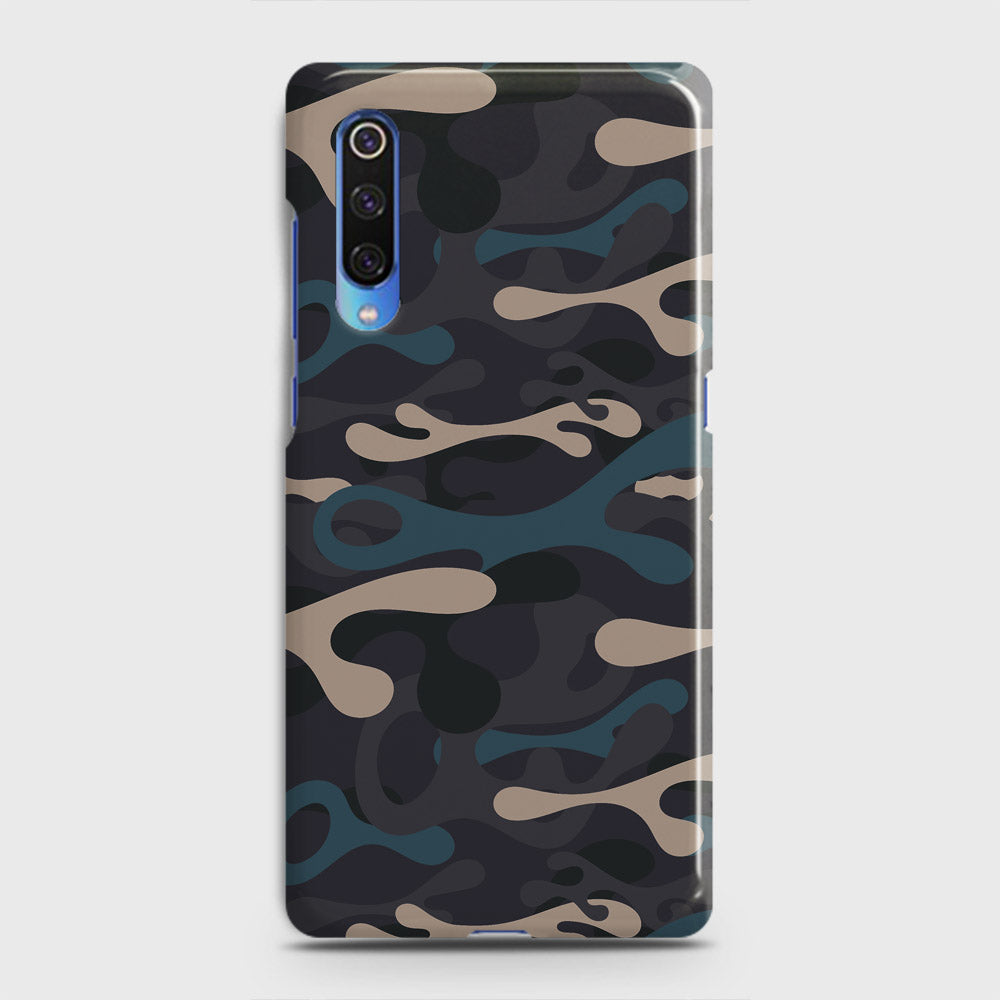 Xiaomi Mi 9 Cover - Camo Series - Blue & Grey Design - Matte Finish - Snap On Hard Case with LifeTime Colors Guarantee