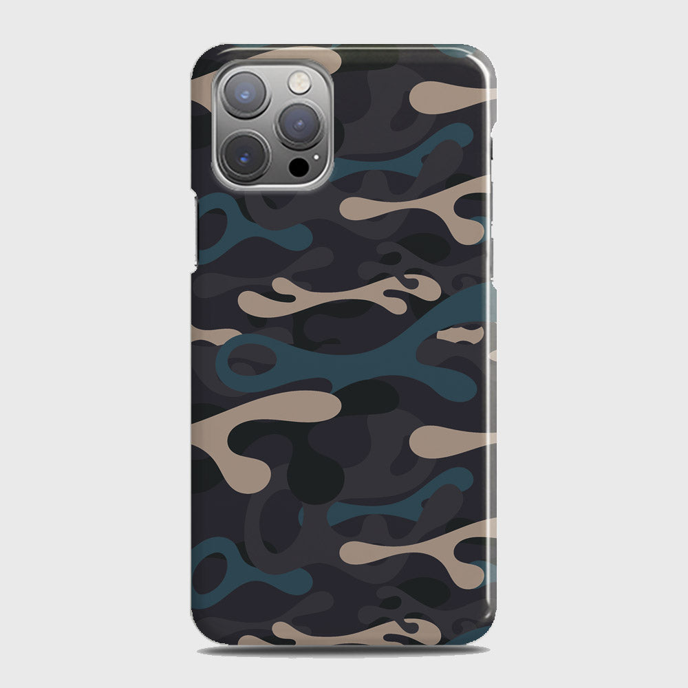iPhone 12 Pro Max Cover - Camo Series - Blue & Grey Design - Matte Finish - Snap On Hard Case with LifeTime Colors Guarantee
