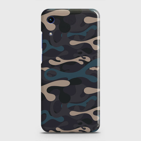 Honor 8A Without Sensor Cut Cover - Camo Series - Blue & Grey Design - Matte Finish - Snap On Hard Case with LifeTime Colors Guarantee
