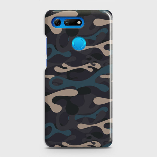 Huawei Honor View 20 Cover - Camo Series - Blue & Grey Design - Matte Finish - Snap On Hard Case with LifeTime Colors Guarantee