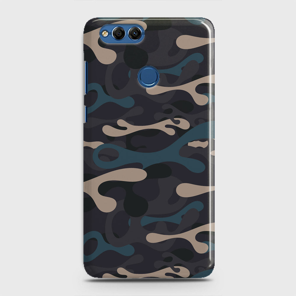 Huawei Honor 7X Cover - Camo Series - Blue & Grey Design - Matte Finish - Snap On Hard Case with LifeTime Colors Guarantee