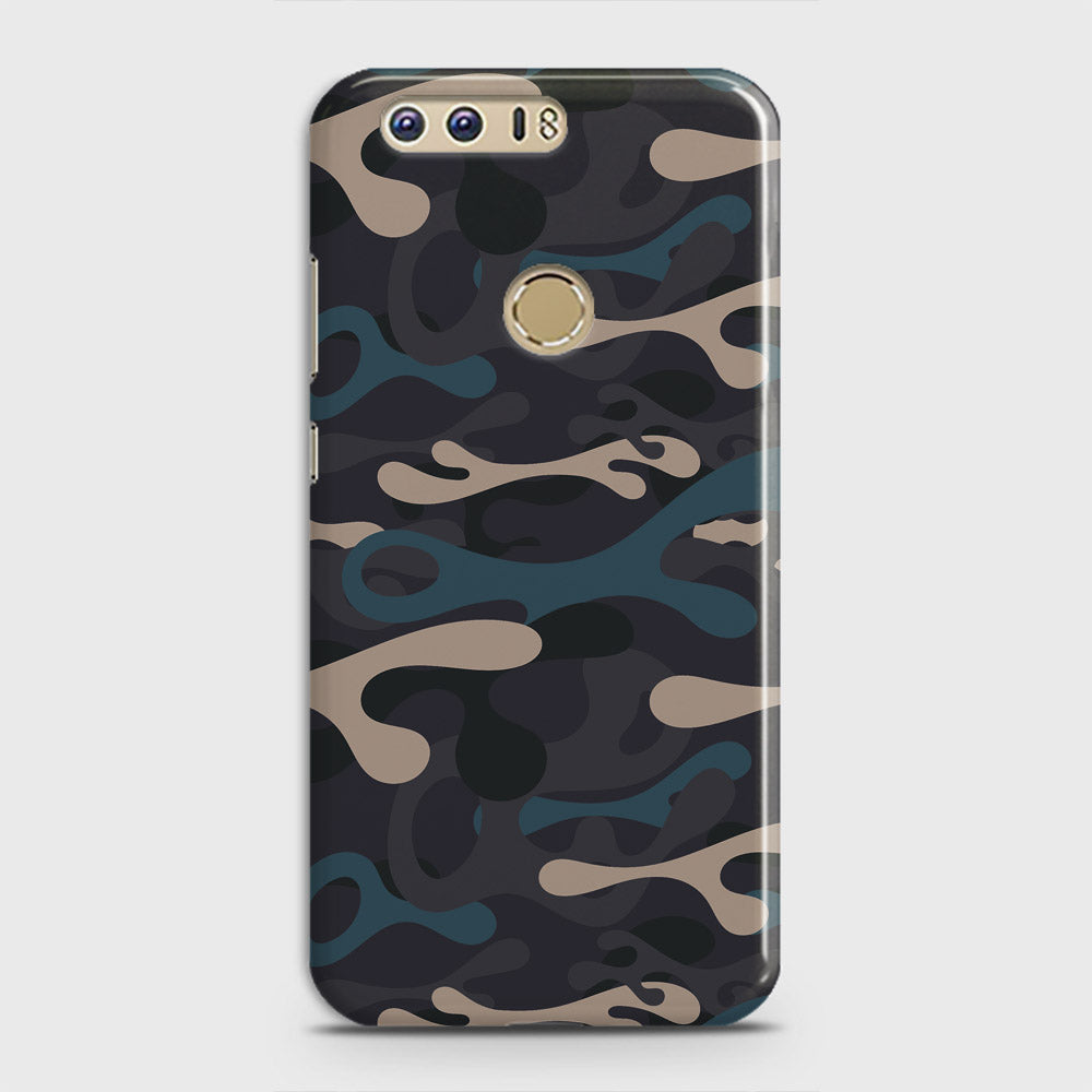 Huawei Honor 8 Cover - Camo Series - Blue & Grey Design - Matte Finish - Snap On Hard Case with LifeTime Colors Guarantee