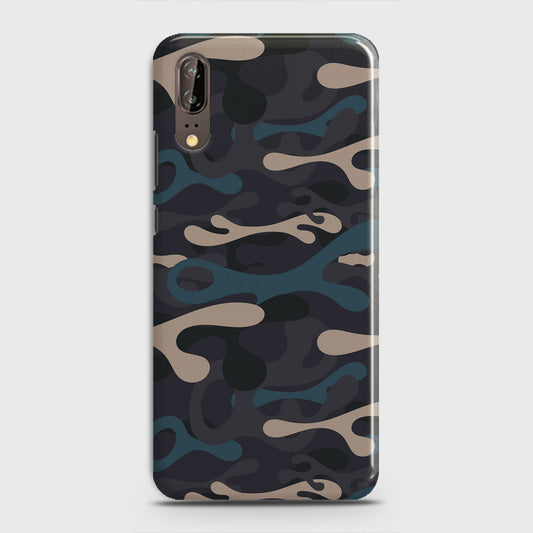Huawei P20 Cover - Camo Series - Blue & Grey Design - Matte Finish - Snap On Hard Case with LifeTime Colors Guarantee