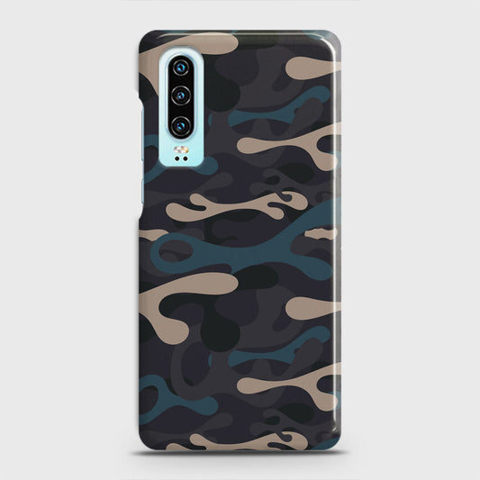 Huawei P30 Cover - Camo Series - Blue & Grey Design - Matte Finish - Snap On Hard Case with LifeTime Colors Guarantee
